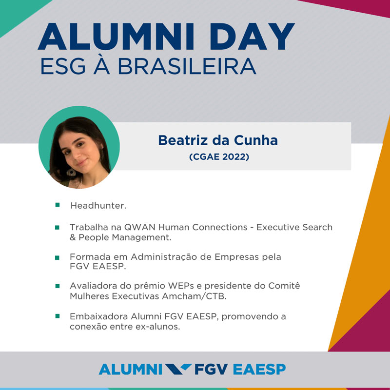 A FGV EAESP organiza dia 28 de outubro de 2023 o “Alumni Day | ESG à Brasileira"